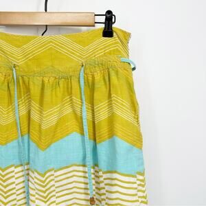 Roxy Juniors Yellow Blue Chevron Paper-Bag Skirt